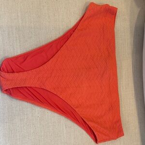 aerie Textured High-Waist Swim Bottom in Bright Orange